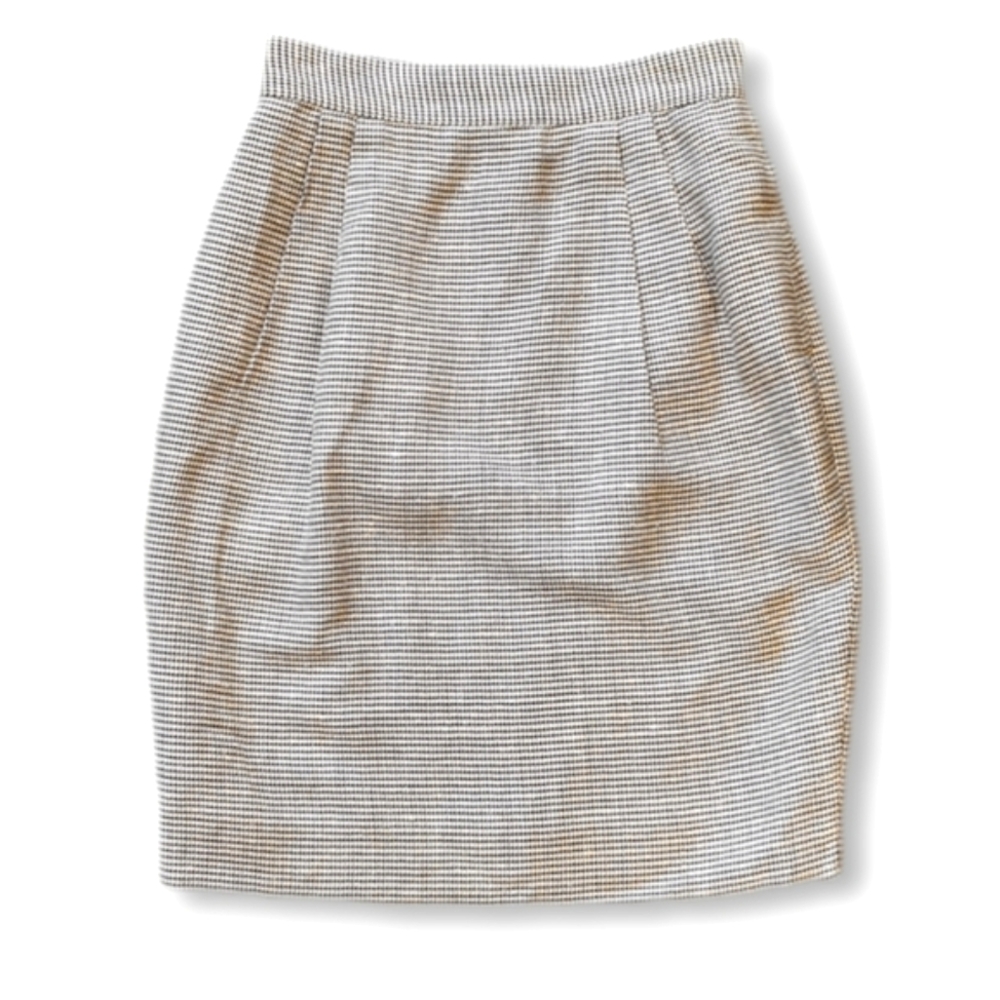 Vintage Harry Rosen Samuelsohn Houndstooth Pencil Skirt Womens Size 8 Wool Silk
